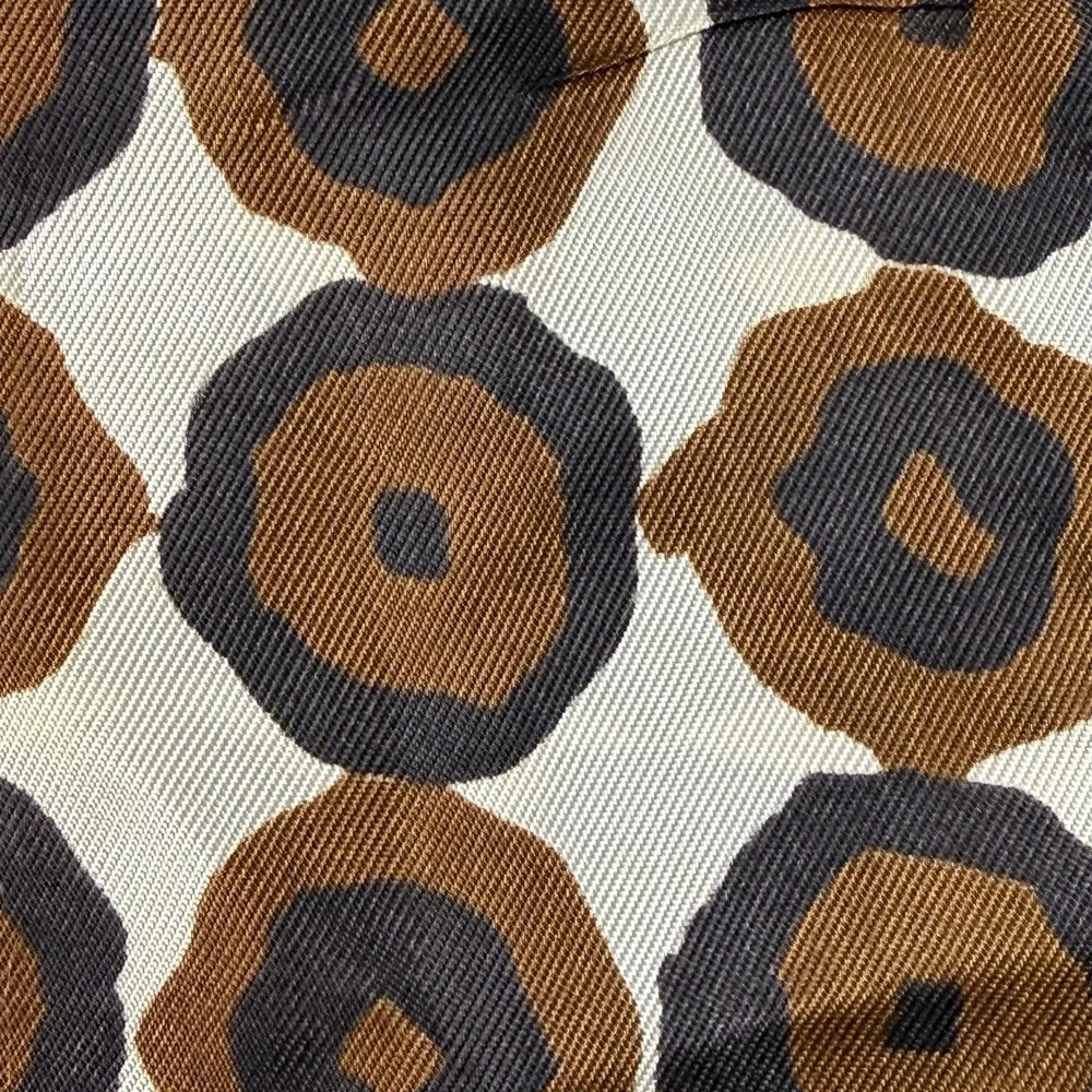 Vintage 70s Skinny Scarf 54x4 Brown Cream Geometric Mod Print Neck Tie Retro